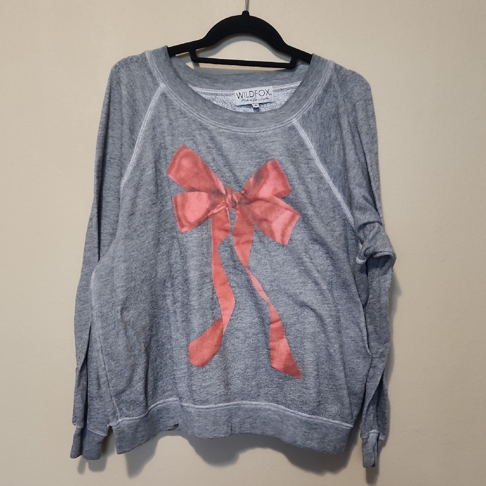 🔴 Wildfox Heather Gray Top with Red Bow